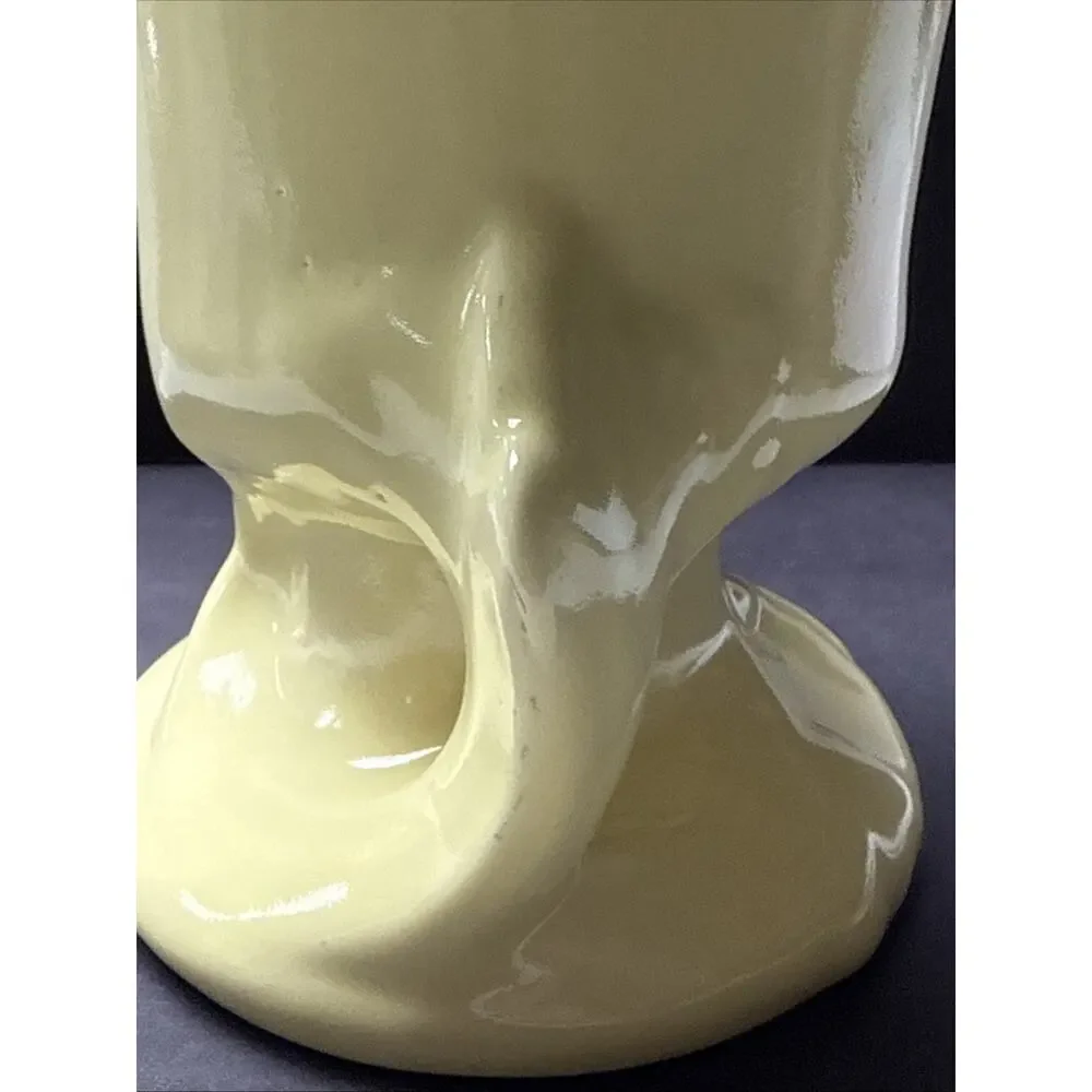 Vintage Camark Art Pottery Vase Planter Handles Leaf Shaped Yellow #807 As-Is